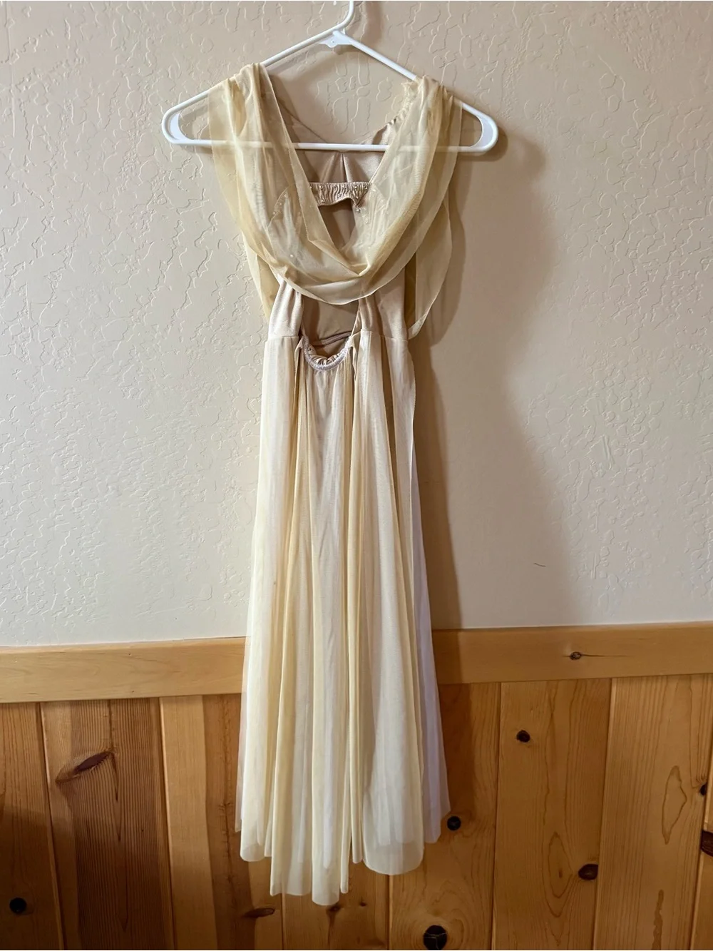 Kellé Lyrical Dance Costume Large Child Ivory Nude Mesh Rhinestone Contemporary